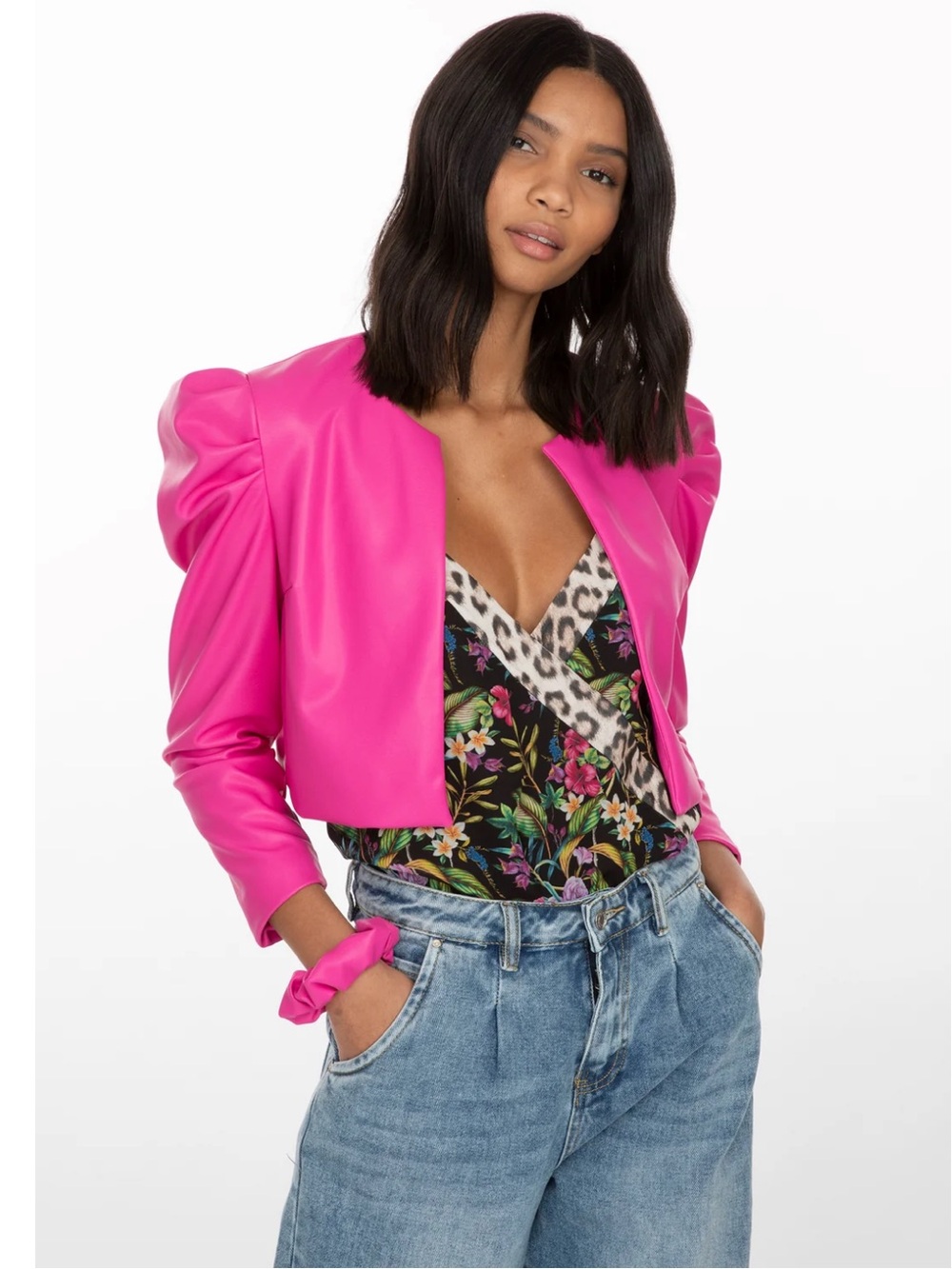 New Generation Love Ashley Vegan Leather Jacket in Pink Size Medium $298